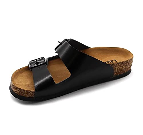 LEON 4010 Lederschuhe Sandalen Sandalette Clog Pantolette Komfortschuhe Hausschuhe, Damen, Schwarz, EU 38 von LEON