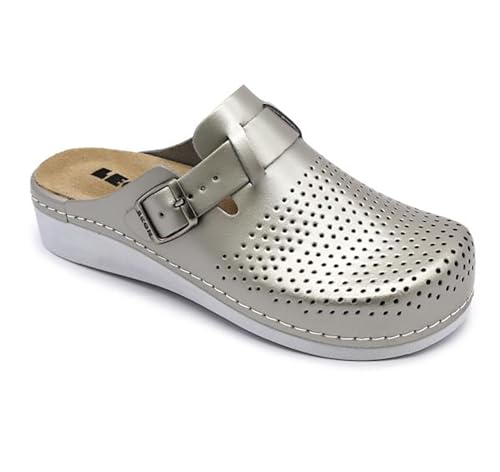 LEON 5001 Lederschuhe Clog Pantolette Komfortschuhe Hausschuhe, Damen, Sekt, EU 38 von LEON