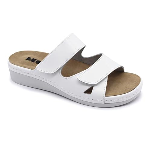 LEON 5011 Lederschuhe Sandalen Sandalette Clog Pantolette Komfortschuhe Hausschuhe, Damen, Weiß, EU 36 LEON 5011 Lederschuhe Sandalen Sandalette Clog Pantolette Komfortschuhe Hausschuhe, Damen, Weiß, EU 36 von LEON