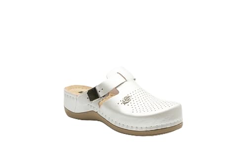 LEON 900 Komfortschuhe Lederschuhe Pantolette Hausschuhe Clog, Damen, Perle, EU 39 von LEON