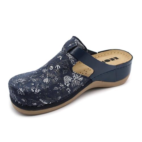 LEON 903 Clog Pantolette Komfortschuhe Hausschuhe, Damen, Blau, EU 37 von LEON