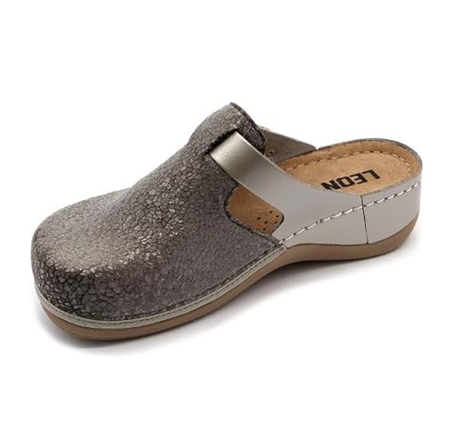 LEON 903 Clog Pantolette Komfortschuhe Hausschuhe, Damen, Sekt, EU 36 von LEON