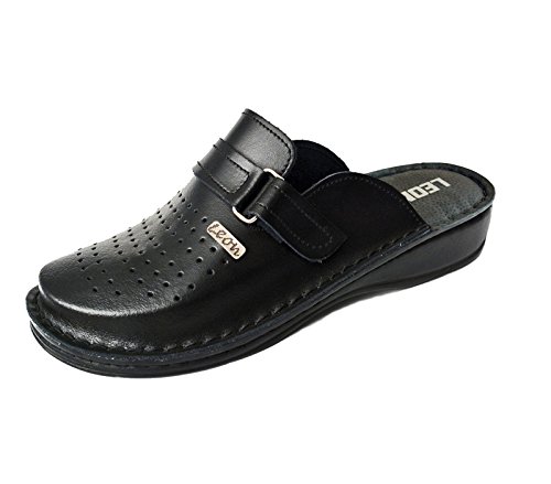 LEON V230 Komfortschuhe Lederschuhe Pantolette Clog Herren, Schwarz, EU 46 von LEON