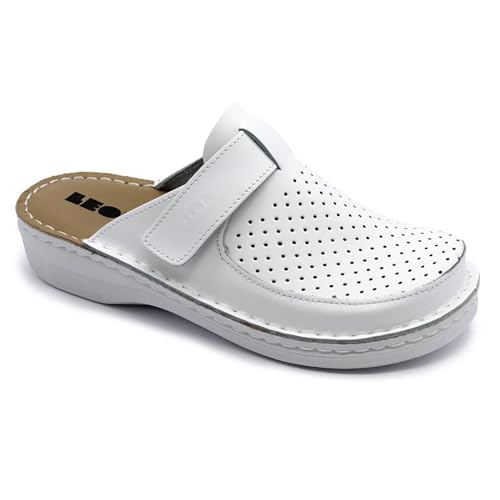 LEON V263 Clog Pantolette Komfortschuhe Hausschuhe, Damen, Weiß, EU 38 LEON V263 Clog Pantolette Komfortschuhe Hausschuhe, Damen, Weiß, EU 38 von LEON
