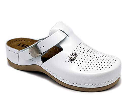 Leon 900 Komfortschuhe Lederschuhe Pantolette Hausschuhe Clog, Damen, Weiß, EU 41 Leon 900 Komfortschuhe Lederschuhe Pantolette Hausschuhe Clog, Damen, Weiß, EU 41 von LEON