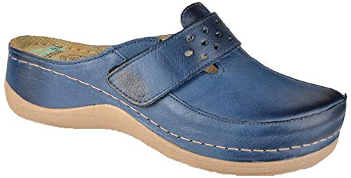 Leon 902 Komfortschuhe Lederschuhe Pantolette Clog Damen, Blau, EU 36 von LEON