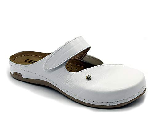 Leon 953 Komfortschuhe Lederschuhe Pantolette Hausschuhe Clog, Damen, Weiß, EU 40 Leon 953 Komfortschuhe Lederschuhe Pantolette Hausschuhe Clog, Damen, Weiß, EU 40 von LEON