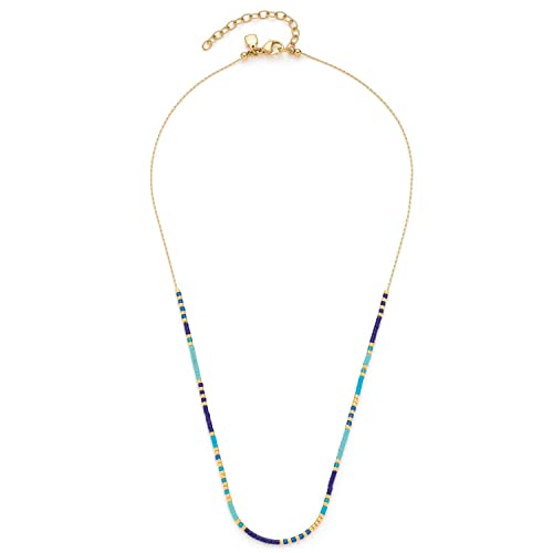 Leonardo Ciao Lou Halskette, Kette aus Edelstahl mit Miyuki Glas-Perlen, gold, blau, türkis, 42-47 cm, Anker-Kette, Damen Schmuck, 022981 von Leonardo Jewels