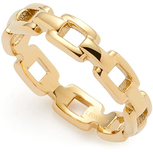 Leonardo Ciao Rocky Ring, Bandring aus Edelstahl, Gr. 18 (56), gold Kettenglied-Optik, farbecht, wasserfest, Statement Damenring, Schmuck, 1 Stück, 022975 von Leonardo Jewels