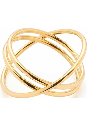 Leonardo Ciao Trinity Damen Fingerring aus Edelstahl IP Gold, mit 3 sich überkreuzenden Schienen, Ringgröße 16, Schmuck Geschenk für Frauen 023318 von Leonardo Jewels