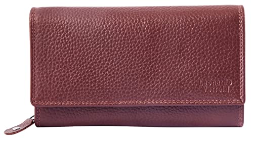 LEONARDI VERRELLI Damen-Geldbörse Leder RFID Querformat 9 x 17 cm 3000434 (Bordeaux) von LEONARDO VERRELLI
