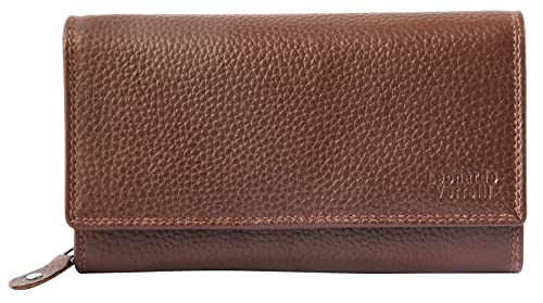 LEONARDI VERRELLI Damen-Geldbörse Leder RFID Querformat 9 x 17 cm 3000434 (braun) von LEONARDO VERRELLI