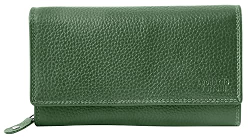 LEONARDI VERRELLI Damen-Geldbörse Leder RFID Querformat 9 x 17 cm 3000434 (grün) von LEONARDO VERRELLI