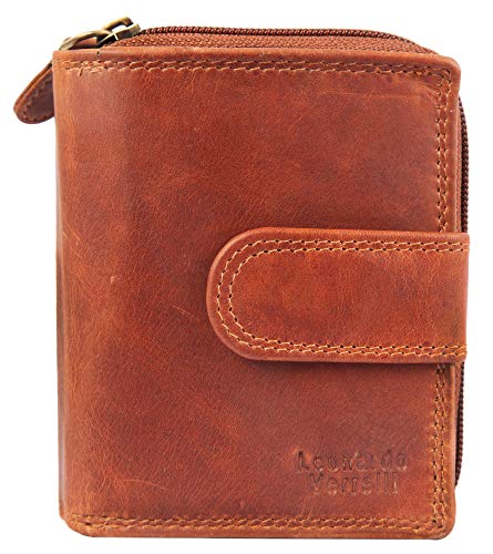 LEONARDO VERRELLI Damen - Geldbörse Echt Leder Portemonnaie RFID Schutz 10 x 12 x 3 cm 3000289 (Braun) von LEONARDO VERRELLI