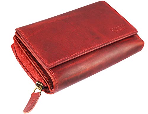 LEONARDO VERRELLI Damen - Geldbörse Echt Leder Portemonnaie RFID Schutz 14 x 9 x 4,5 cm 3000283 (Rot) von LEONARDO VERRELLI