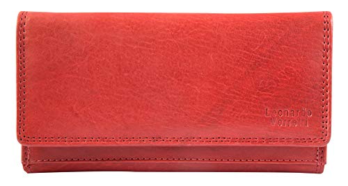 LEONARDO VERRELLI Damen-Geldbörse Echt Leder RFID Safe Quer 18x9,5 cm 3000300 (Rot) von LEONARDO VERRELLI