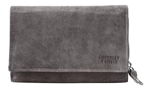 LEONARDO VERRELLI Damen-Geldbörse Leder RFID Querformat 10 x 15,5 cm 3000436 (schwarz) von LEONARDO VERRELLI
