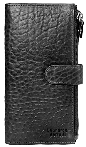 LEONARDO VERRELLI Damen-Geldbörse Portemonnaie Tasche Echtleder 3000453 (Schwarz) von LEONARDO VERRELLI