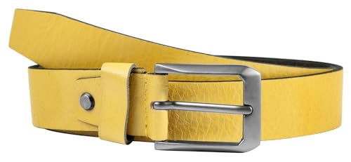 LEONARDO VERRELLI Damen-Gürtel Leder verschiedene Farben kürzbar 85-125 cm 3100097-3100104 (Gelb, Bundweite: 95 cm - Gesamtlänge: 110 cm) von LEONARDO VERRELLI