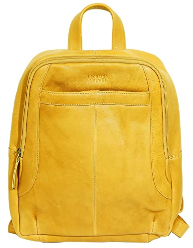 LEONARDO VERRELLI Damen-Rucksack Handtasche bis 16 Zoll Leder 30x27,5x9,6cm 3900057 (Gelb) von LEONARDO VERRELLI