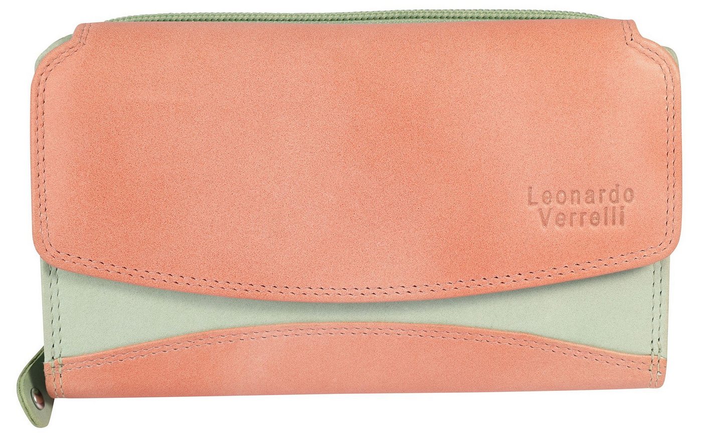LEONARDO VERRELLI Geldbörse 3000536 Echtleder, Querformat, Überschlag u. Reißverschluss, (Einzeln) von LEONARDO VERRELLI