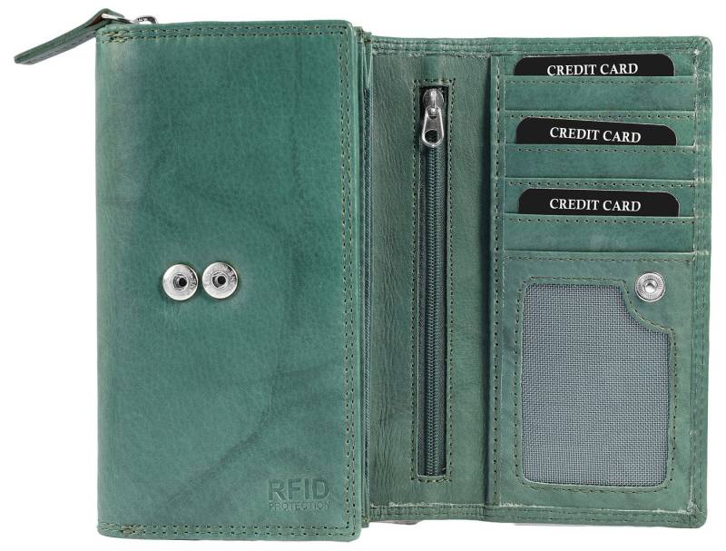 Leonardo Verrelli Geldbörse 3000574 Echtleder Damen Geldbörse, länglich & RFID, viele Fächer von Leonardo Verrelli