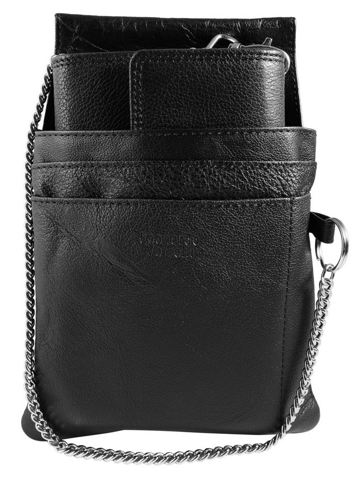 Leonardo Verrelli Geldbörse 3000587 Echtleder, mit Tasche u. Kette, Tuck Lock-Verschluss von Leonardo Verrelli