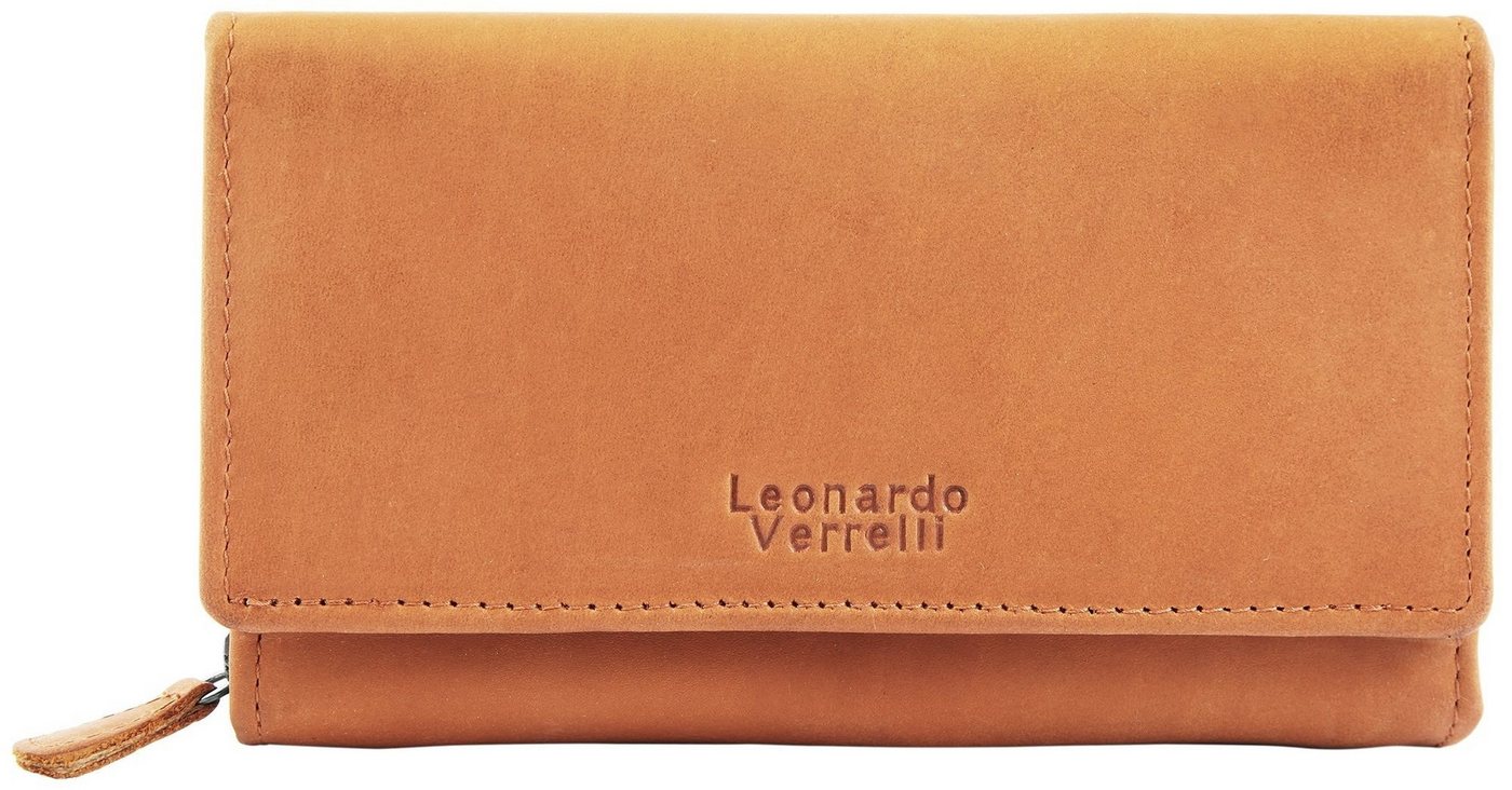 LEONARDO VERRELLI Geldbörse Azisa Leonardo Verrelli Echt Leder Geldbörse in cognac, RFID (Einzeln), Damen GeldbÃ¶rse Quer Echtleder von LEONARDO VERRELLI