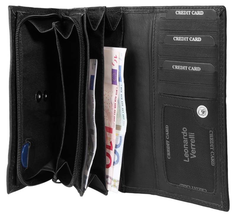 Leonardo Verrelli Geldbörse Emily Leonardo Verrelli Damengeldbörse aus Echtleder, RFID-Schutz (inkl. Schmuckbox), Damen GeldbÃ¶rse Quer Echtleder von Leonardo Verrelli