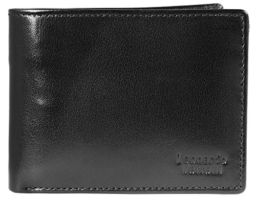 LEONARDO VERRELLI Herren - Geldbörse Echt Leder Portemonnaie 12,5 x 10 cm Brieftasche 3000301 (Schwarz) von LEONARDO VERRELLI