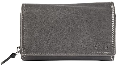 LEONARDO VERRELLI Herren Geldbörse aus Echtleder 15 x 10 cm RFID Safe Portemonnaie 300088 (Grau) von LEONARDO VERRELLI