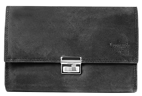 LEONARDO VERRELLI Kellner Geldbörse aus Leder, Kellnerbörse, Geldbeutel, Damen Herren Portemonnaie ohne Holster, mit Geldscheinfächer und großem Münzfach für Gastronomie, Taxi (Dunkelgrau Ohne Tasche) von LEONARDO VERRELLI
