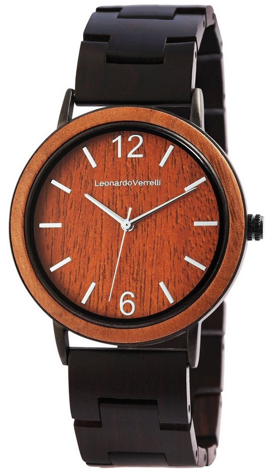 Leonardo Verrelli Quarzuhr LV0141 Leonardo Verrelli Damenuhr aus Holz, Damenuhr Walnussholz von Leonardo Verrelli