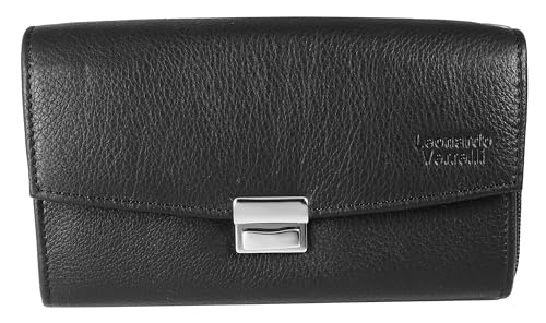 LEONARDO VERRELLI Unisex - Kellnergeldbörse aus Echtem Rindsleder 17x10,5x4,5 cm (Schwarz) von LEONARDO VERRELLI