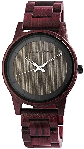 LEONARDO VERRELLI Herren-Uhr Holz Gliederarmband Faltschließe Analog Quarz 2800048 (Amaranth) von LEONARDO VERRELLI