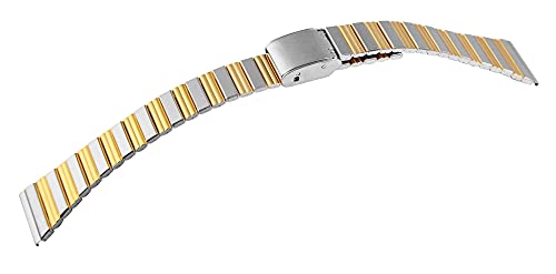 LEONARDO VERRELLI - Uhrenarmband Ersatz Gliederarmband Edelstahl Breite 10-20 mm Faltschließe (Stegbreite: 12 mm, silberfarbig goldfarbig 1) von LEONARDO VERRELLI