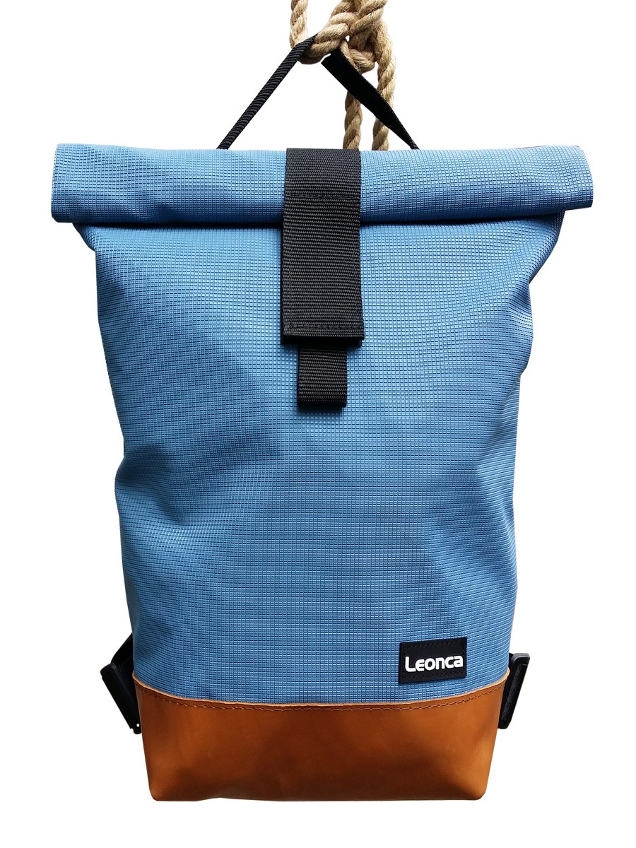 unisex Handtaschen blau Rollrucksack Turnmatte & Turnbockleder M 40 von LEONCA