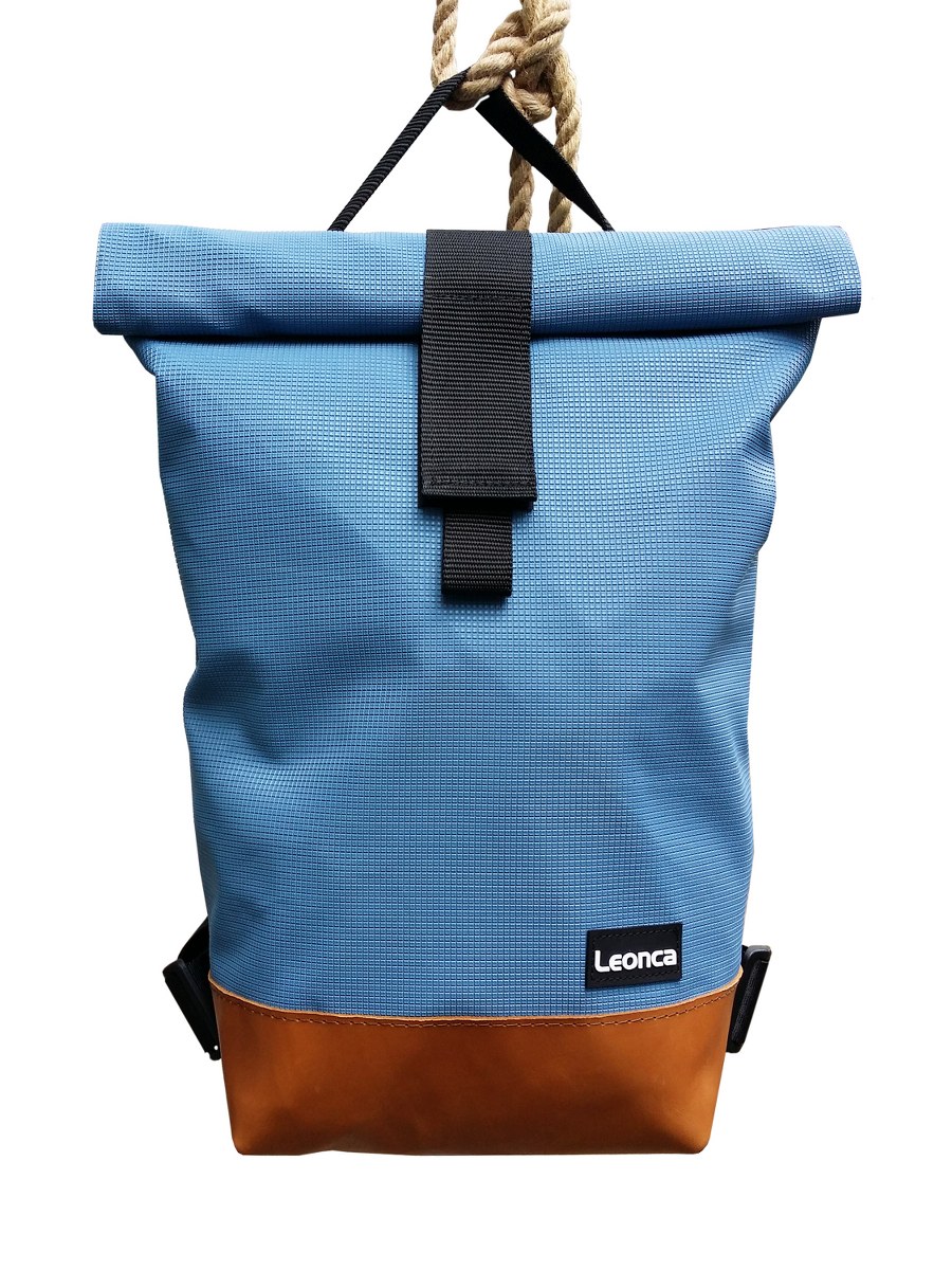 unisex Handtaschen blau Rollrucksack Turnmatte & Turnbockleder S 38 von LEONCA