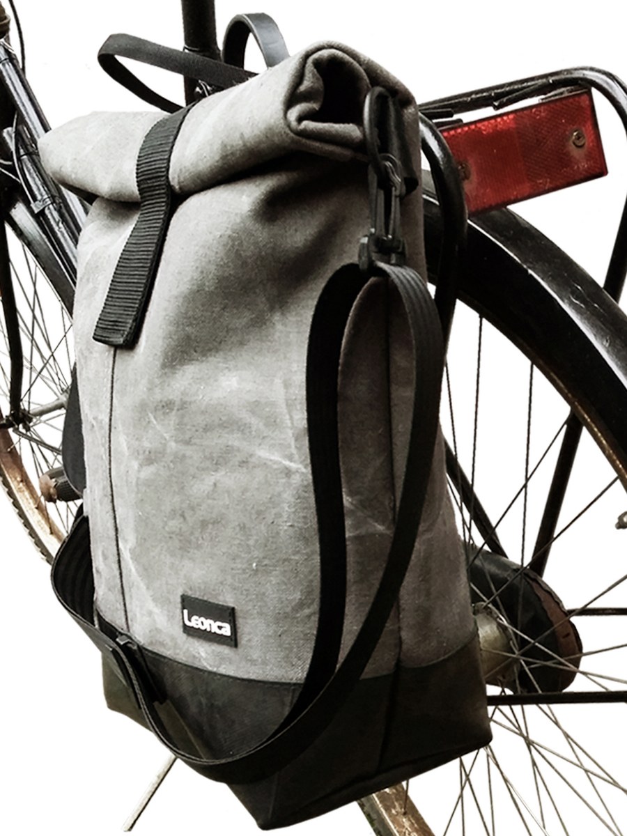 unisex Handtaschen khaki Fahrradtasche Zeltleinen Oliv hell - von LEONCA