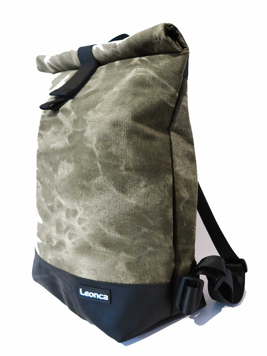 unisex Handtaschen khaki Rollrucksack Zeltleinen Oliv hell L 42 von LEONCA