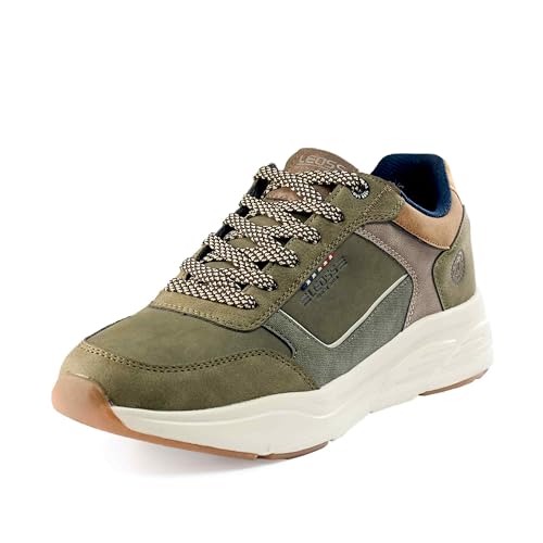 LEOSS ORIGINAL Boardschuhe Herren Laufschuhe Turnschuhe Sommer Schnürer Leichte Freizeitschuhe Outdoor Sneaker für Walking Jogging Laufen (Dunkelgrün, 45 EU, MLE255340-15) von LEOSS ORIGINAL