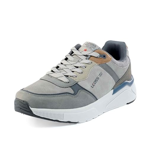 LEOSS ORIGINAL Boardschuhe Herren Laufschuhe Turnschuhe Sommer Schnürer Leichte Freizeitschuhe Outdoor Sneaker für Walking Jogging Laufen (Grau, 45 EU, MLE255069-4) von LEOSS ORIGINAL