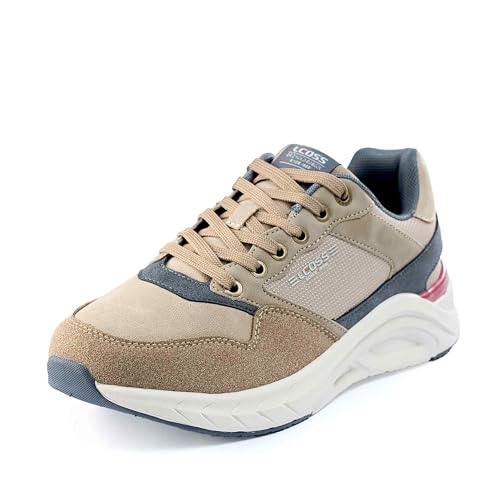 LEOSS ORIGINAL Boardschuhe Herren Laufschuhe Turnschuhe Sommer Schnürer Leichte Freizeitschuhe Outdoor Sneaker für Walking Jogging Laufen (Khaki, 45 EU, MLE255074-8) von LEOSS ORIGINAL