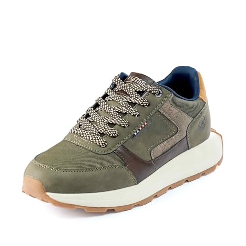 LEOSS ORIGINAL Halbschuhe Schnürhalbschuhe Herren Straßen Laufschuhe Herbst Turnschuhe rutschfest Freizeitschuhe Winter Sneaker für Walking (Dunkelgrün, 42 EU, MLE255333-15) von LEOSS ORIGINAL