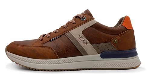 LEOSS ORIGINAL Sneaker Herren Straßenschuhe Boardschuhe Fitnessschuhe Turnschuhe Leichte Laufschuhe Freizeitschuhe Wanderschuhe rutschfest (Braun, 45 EU, MU9570-8) von LEOSS ORIGINAL