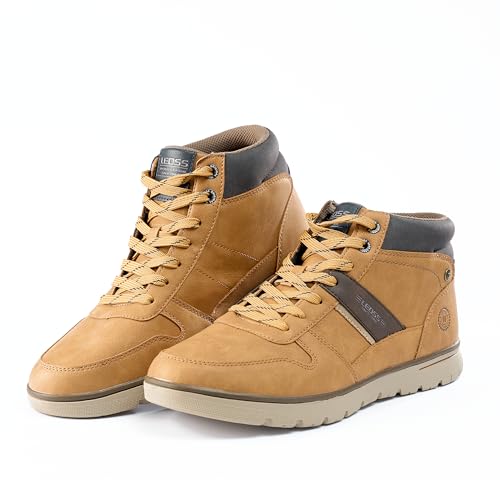 LEOSS ORIGINAL Herren Leicht Outdoor Sneakers Elegante Wanderschuhe Leichte Walkingschuhe Vintage High Top Sneakers Turnschuhe Atmungsaktiv Sneaker, Camel, 40 EU von LEOSS ORIGINAL