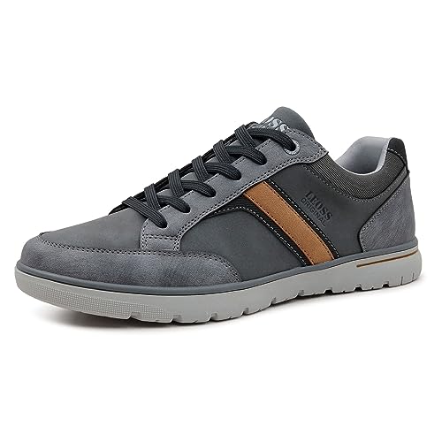 LEOSS ORIGINAL Herren-Schuhe, lässig, atmungsaktiv, Sportschuhe, elegant, zum Spazierengehen im Freien, aus Kunstleder, dunkelgrau, 44 EU von LEOSS ORIGINAL