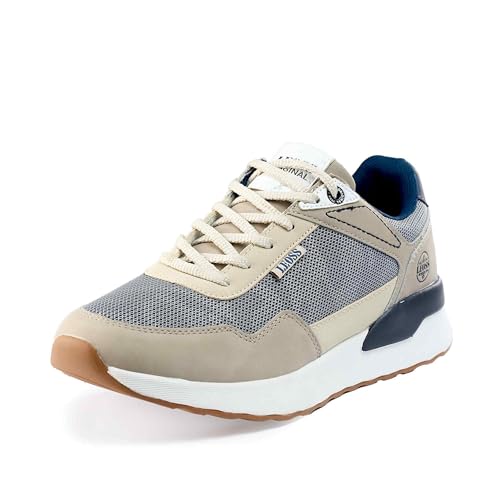 LEOSS ORIGINAL Herren Sneakers Fitness Turnschuhe Sportschuhe Freizeitschuhe Business Schuhe Classic Sneaker Zweifarbige Sneakers atmungsaktiv lässig mit Schnürung Dunkelbeige 45 EU von LEOSS ORIGINAL