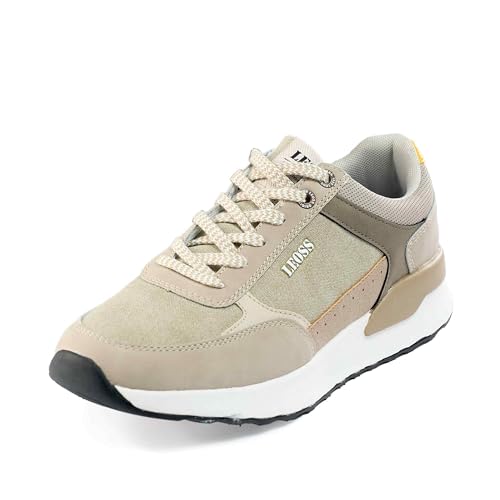 Herren Sneakers rutschfest Atmungsaktiv Laufschuhe Leichte Sportschuhe Classic Sneaker Leicht Walkingschuhe Atmungsaktive Freizeitschuhe mit Schnürung beige 42 EU von LEOSS ORIGINAL