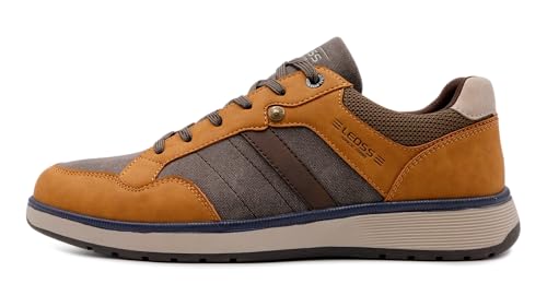 LEOSS ORIGINAL Herren Walkingschuhe Leicht Turnschuhe Casual Sportschuhe Lässige Low-Top-Sneaker, Camel, 40 EU von LEOSS ORIGINAL